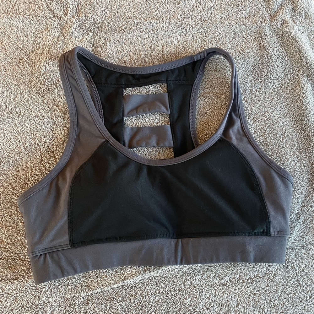Avia black and gray sports bra with removable pads
